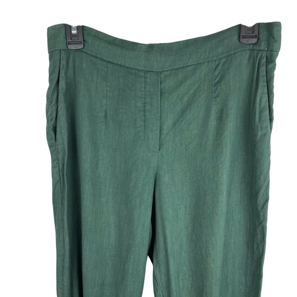 Babaton | Dark Green Linen Blend Ankle Pants - Picture 2 of 8